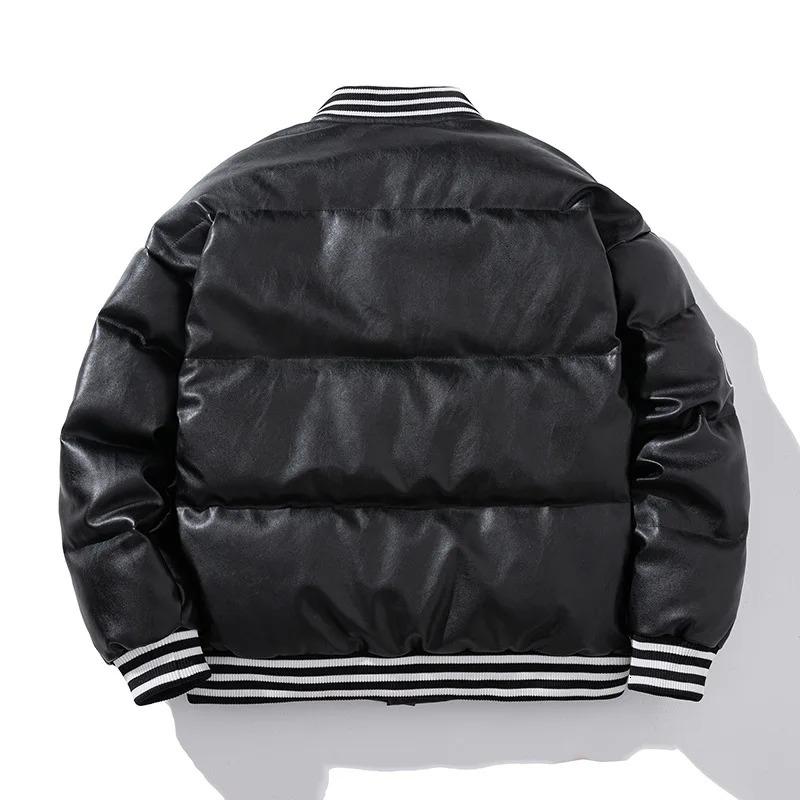 PU Leather Baseball Jacket women Trend Patchwork Letter Embroidery Cardigan Coats Male Autumn Casual Loose Mens Jackets 251028