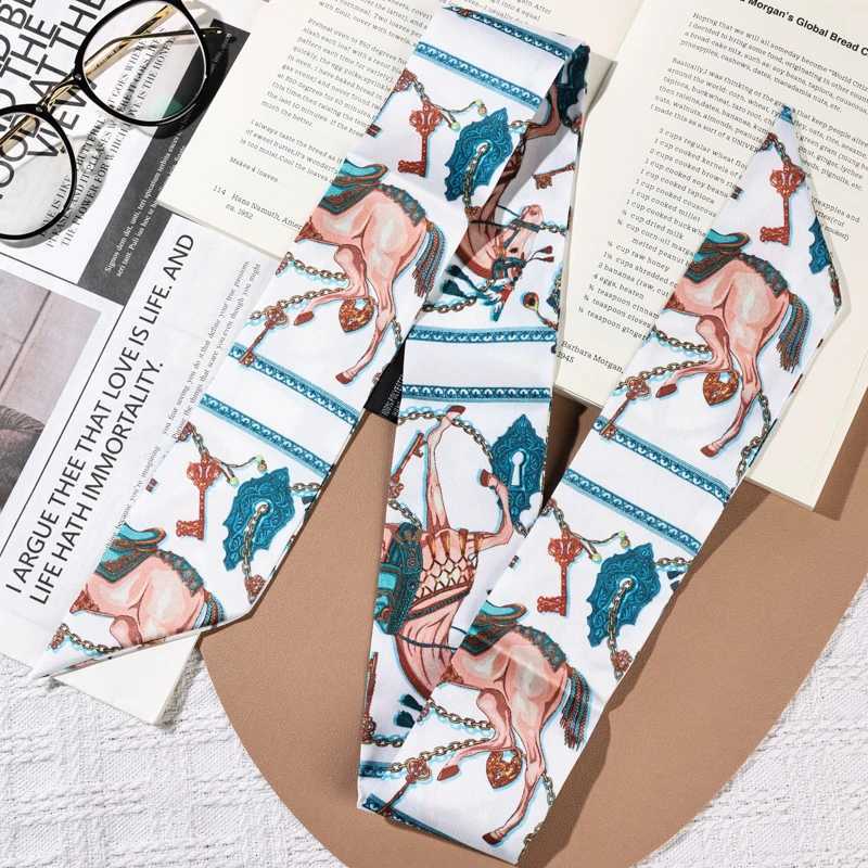 Womens Silk Scarf Ribbon Headband Hair Tie Long Bag Strap Wrap Neck Accessory Multiuse Printed Fashion Daily ScarfW251029