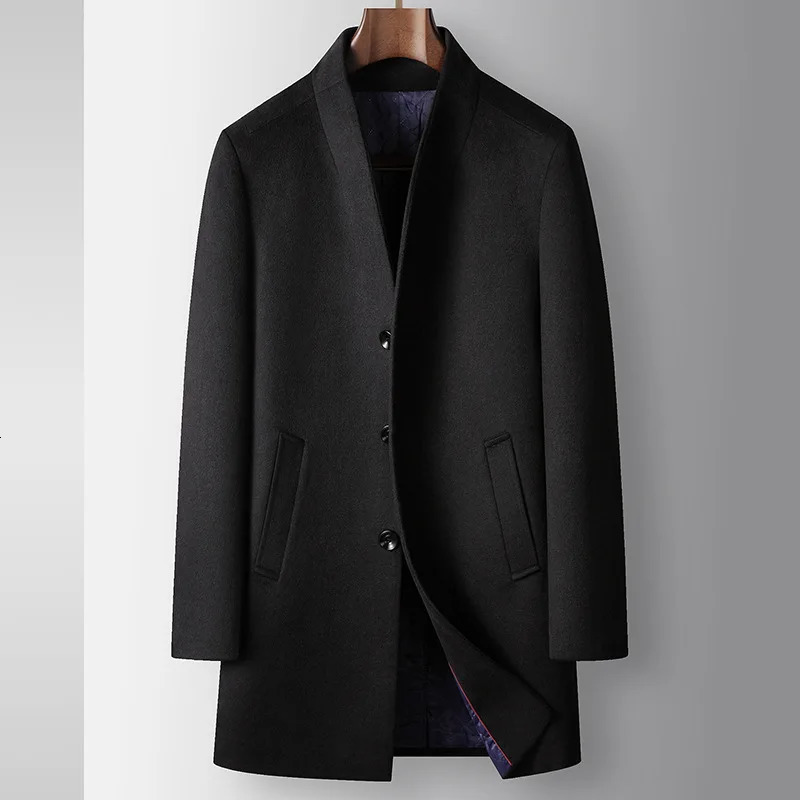 Winter Men Stand Collar Business Trench Coats Casual Long Jackets Male Cashmere Overcoats Man Woolen Blends Size 6XL 251029