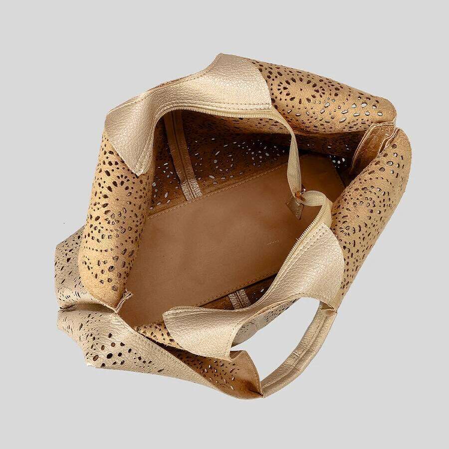 Fashion Hollow Composite Large Capacity Women Shoulder Bags Soft Pu Leather Handbags Casual Summer Beach Tote Bag