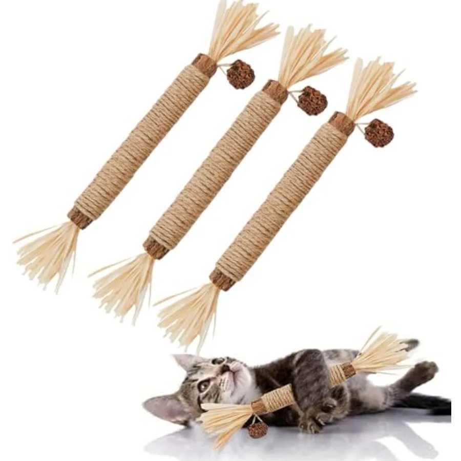 Cat Toys3PCS Kitten Toys for Indoor Cats Catnip Toy for Chewing Silvervine Stick for Cleaning Teeth Kitty Dental Treat Interact S251029{category}