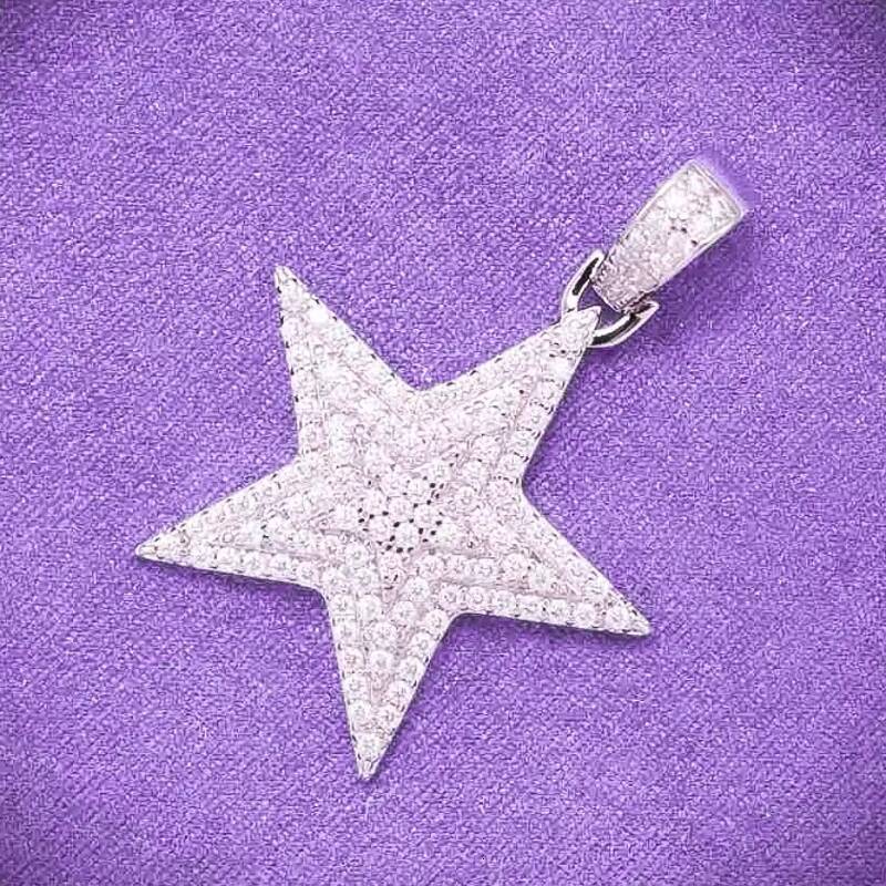 Hip Hop VVS Bling Moissanite Iced Out Mens Cluster Star Pendant With 925 Sterling Silver Pass Diamond Tester