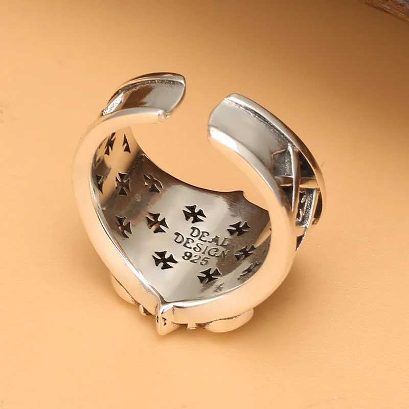 Mens Vintage Opening Punk Wind Anchor Personality Mechanical Hip Hop Trend Thai Silver Single RingW251030