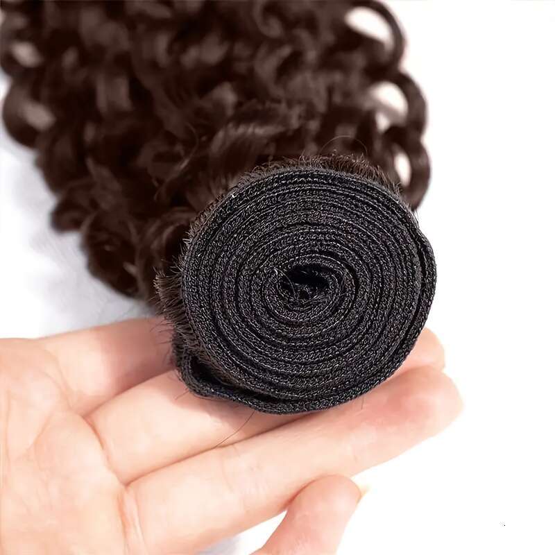 12A #2 Dark High Quality 3 Weaving 22-36 Inch Long Double Weft Curly For Women 100% Unprocessed Brazilian Virgin Brown Deep Wave Bundles Remy Human Ha