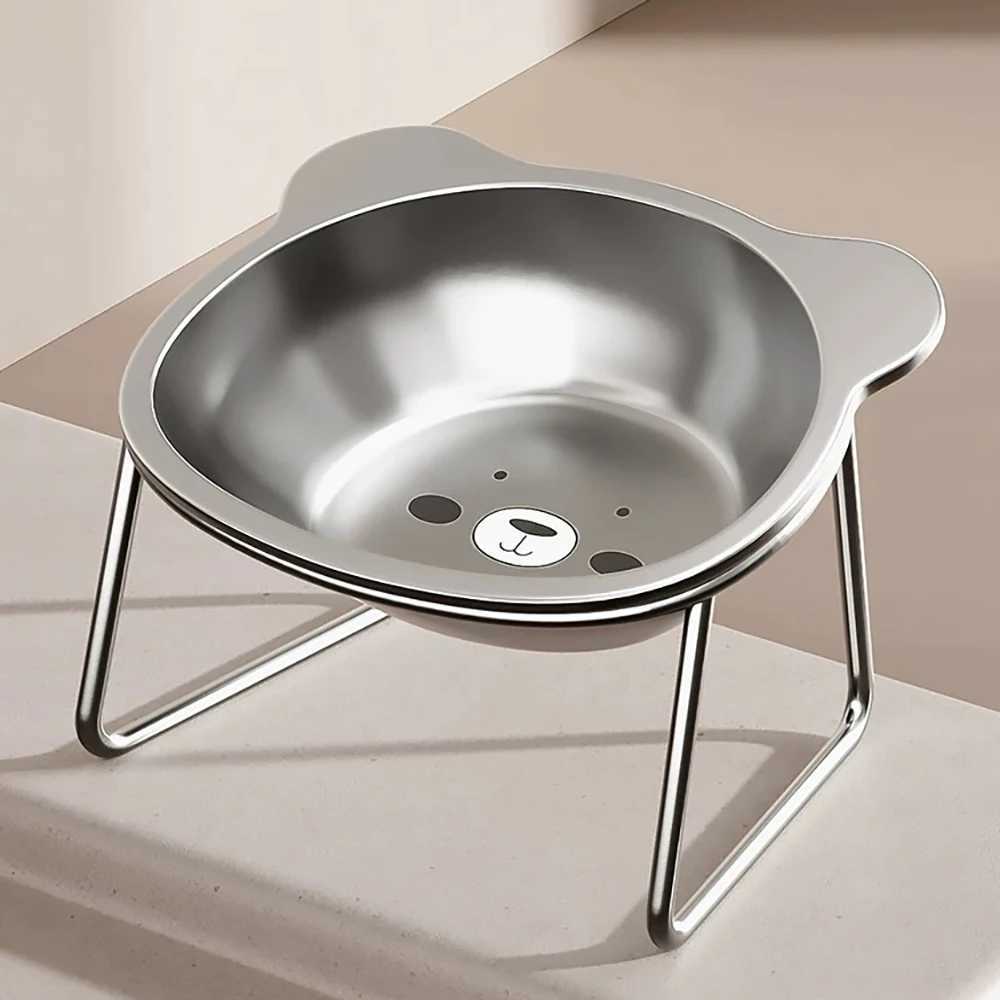 Stainless Steel Cat Bowls Raised Whisker Fatigue Cat Plates Pet Water Dish Kitten Bowls Pet Bowls for Cats Food Bowls J251113