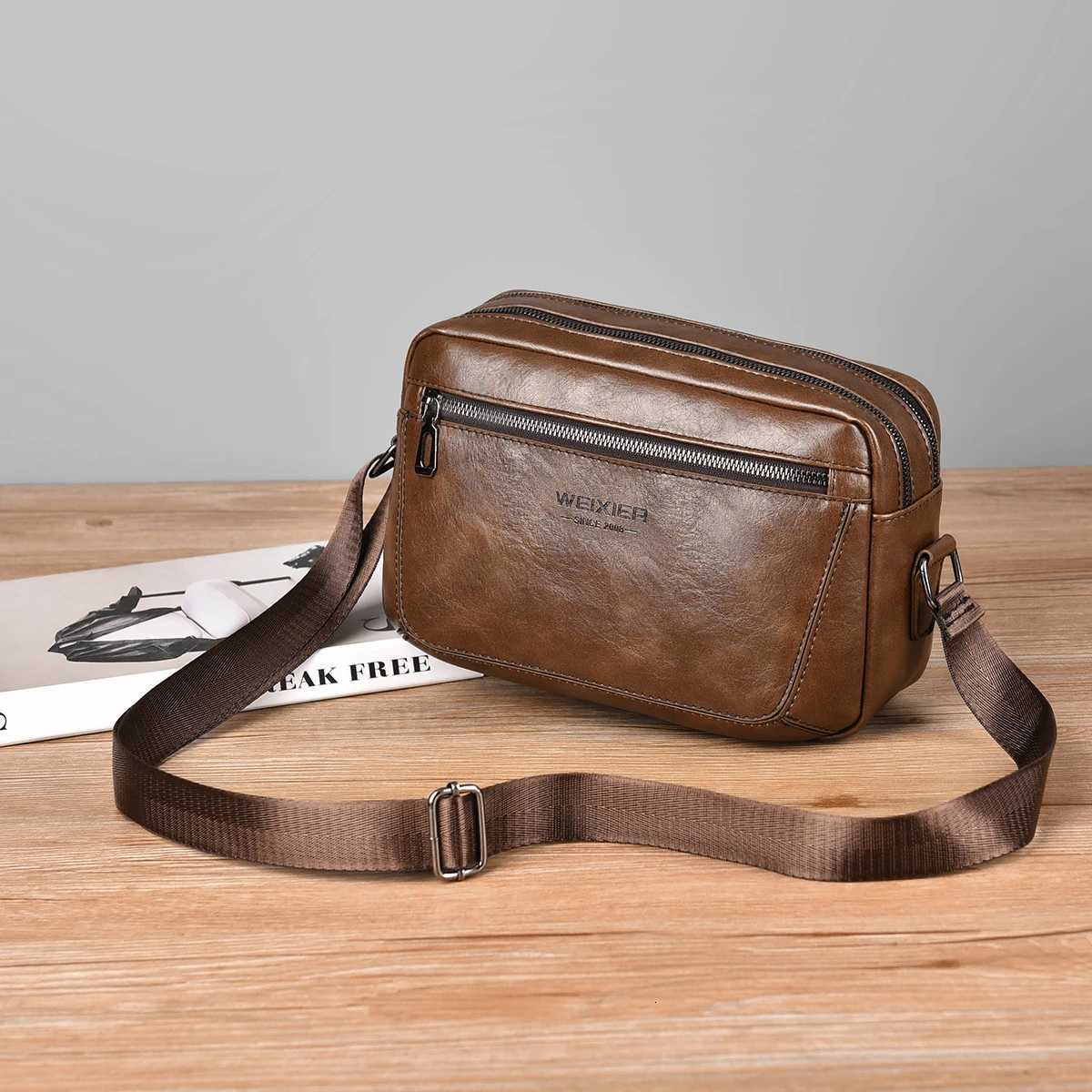 Brand Casual Solid Men Crossbody Bag Messenger Bag PU Leather Handbag Shoder Bags M Business Messenger Diagal Ch Bag Y251011