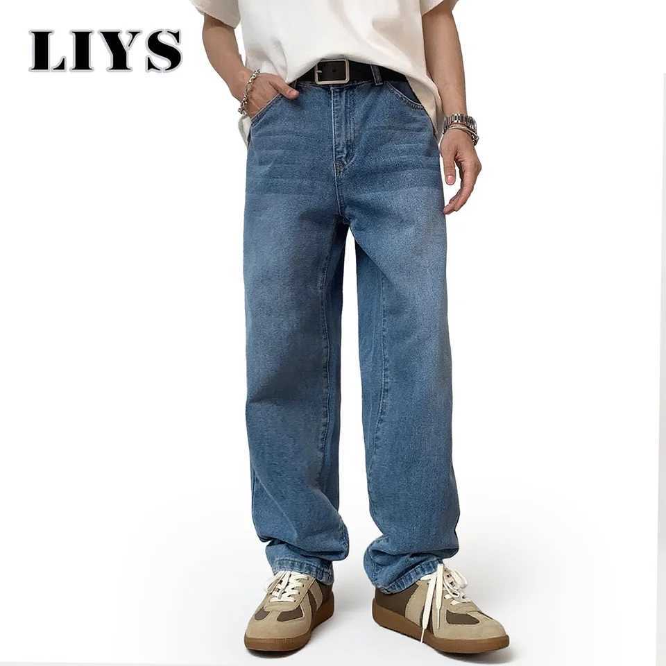 Male Classic America Hip Hop Rap Jeans Wide Leg Youth Popular Jeans Men Straight Leg Retro Loose Trousers Autumn Denim Pants J251030