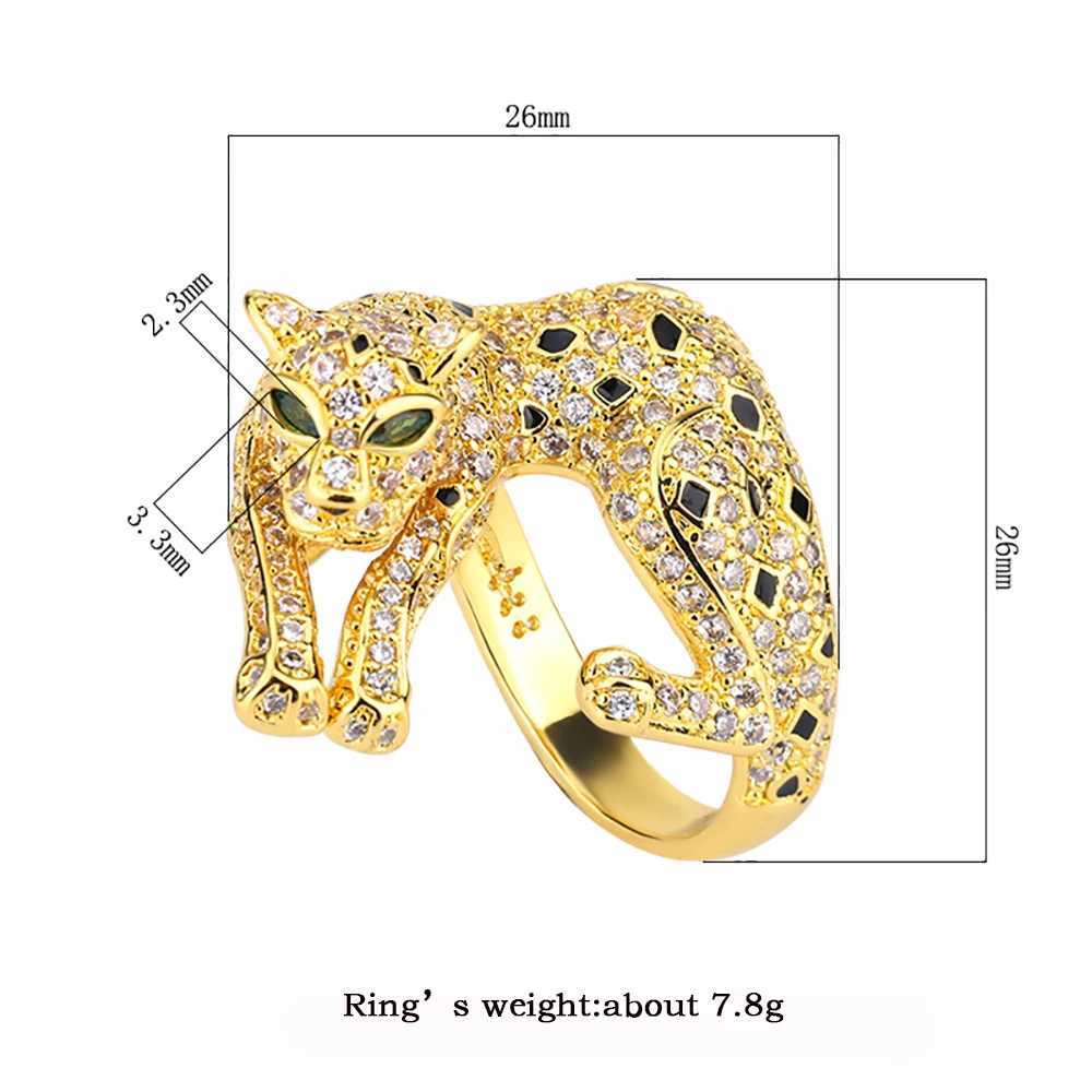 New Charms High Carbon Diamond 5A Zircon Leopard Gold Color Rings for Women Cocktail Party Fine Jewelry Birthday Gift W251030