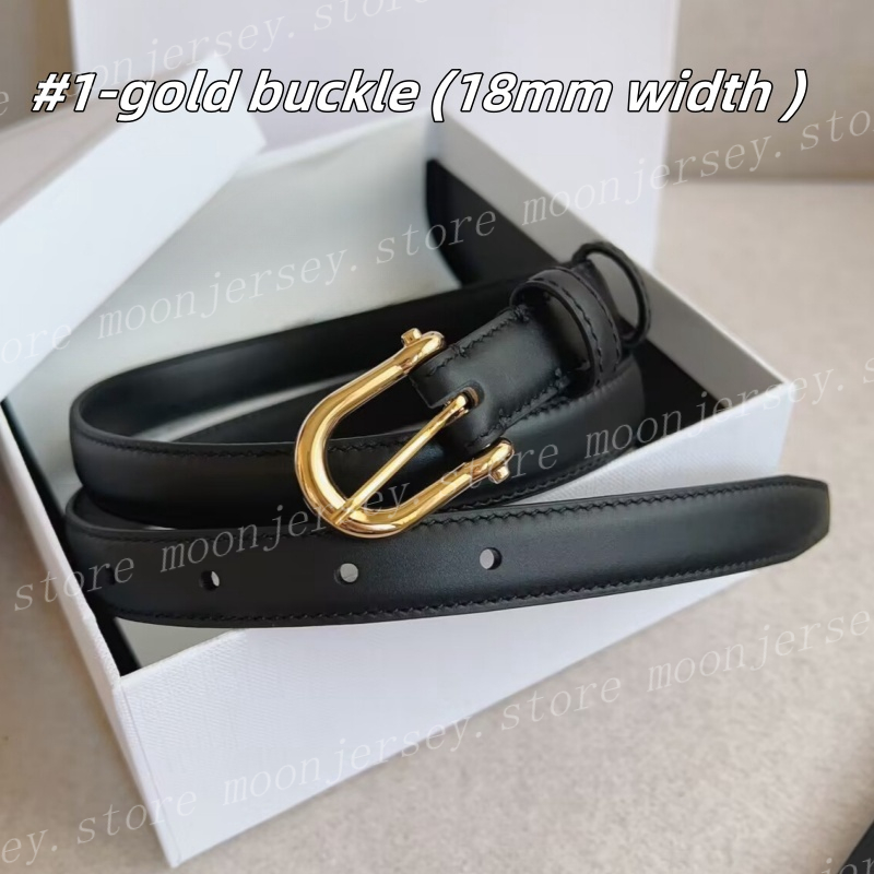 Designer Leather Belts Women Gold Silver Buckle Waistbands 18mm Width Leather Belts Christmas Gifts 25818