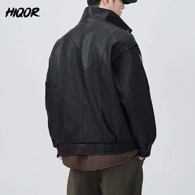 Retro Motorcycle Soft Leather Jacket Men American Simulation Streetwear Jacket Baggy Coat Autumn HighEnd Sensation Casual Wear 251023