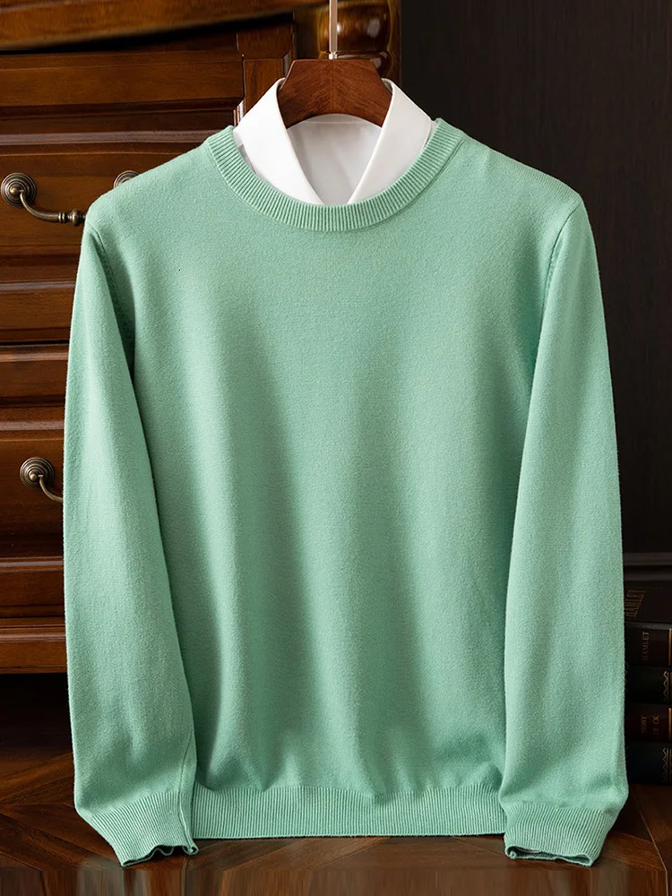 Choice Mens Wool Sweater Autumn Winter Round Neck Pullover Loose Solid Color Bottoming Shirt Long Sleeve Smart Casual Tops 251017