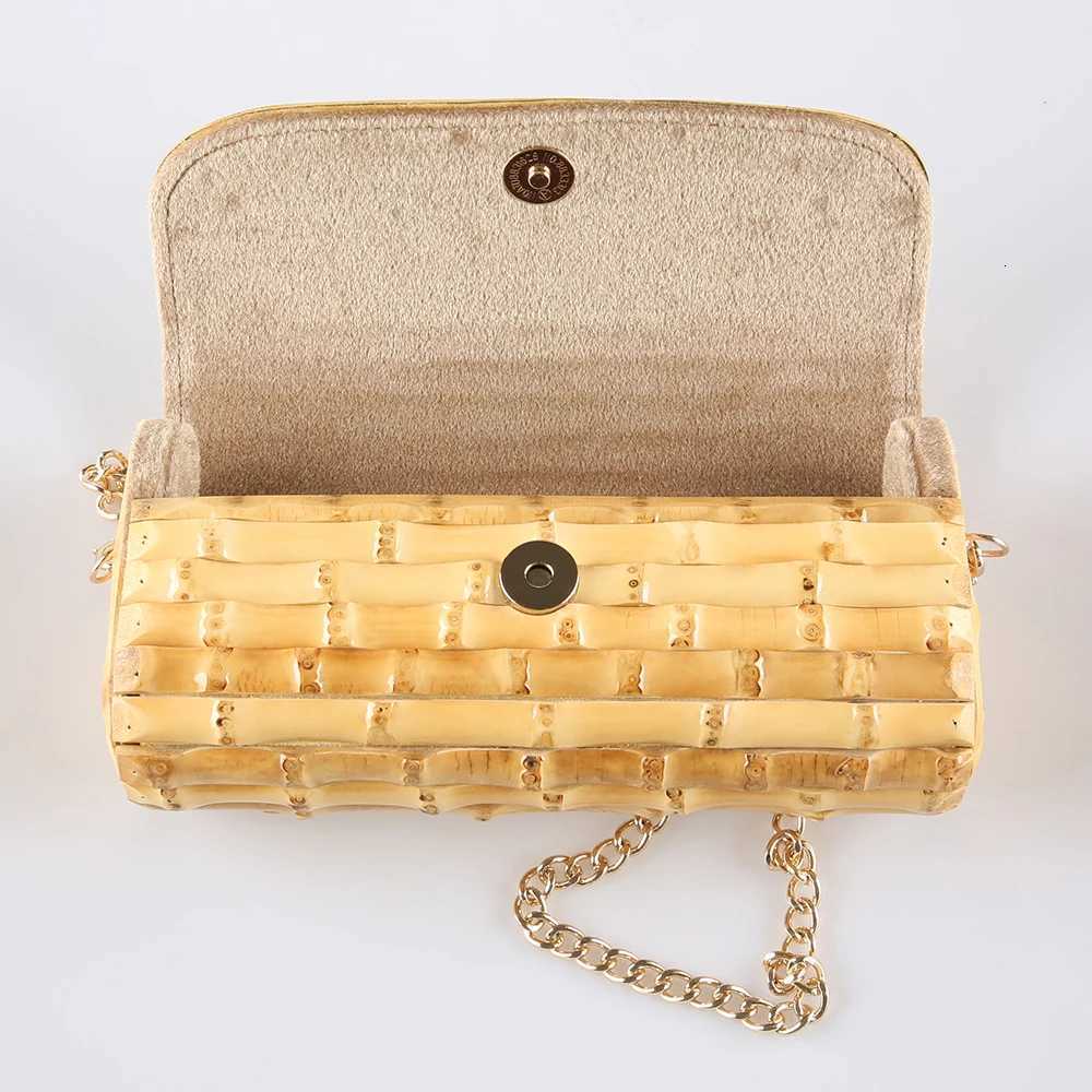 Nilerun Brand Long Adjustable Chain Unique Handmade Natural Wood Rattan Straw Bamboo Root Cross Body Shoulder Messenger Bag W251031