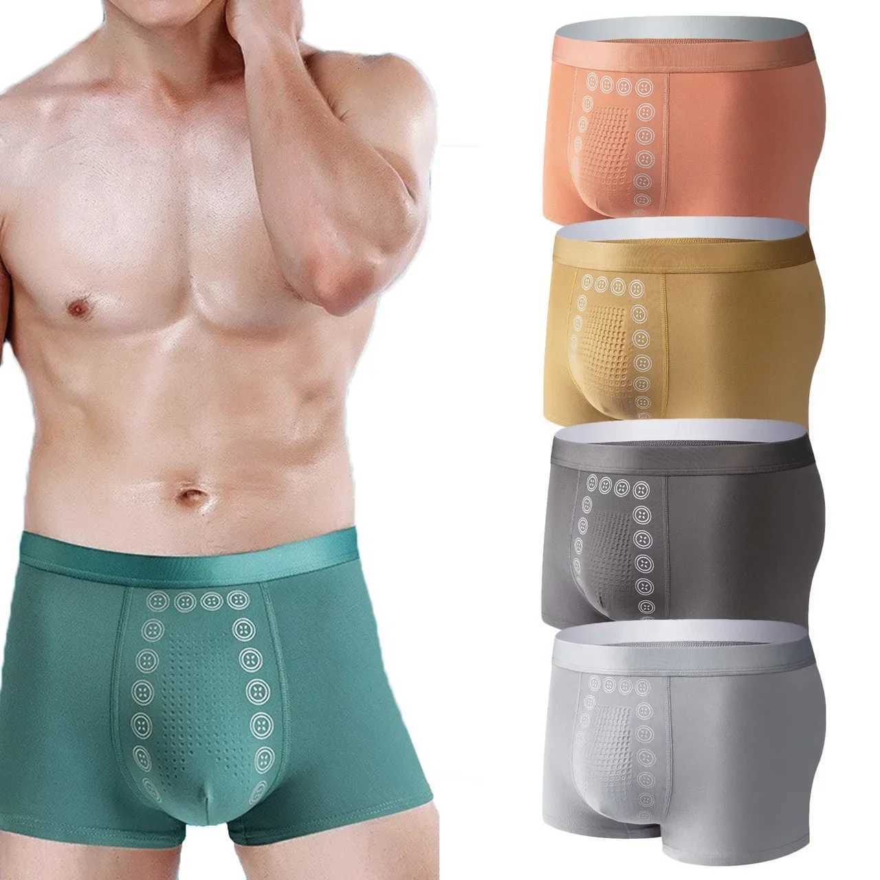 Mens Boxer Shorts 3A Graphene Antibacterial Ice Silk Ushaped Raised Bag Underwear Massage Particle Breathable UnderwearT251031