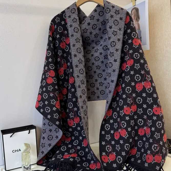 Fashion New Cherry Stars Faux Cashmere Shawl Winter Long Warm Scarves Soft Comfort Wraps Spring Autumn Poncho Women Neckerchief C251031