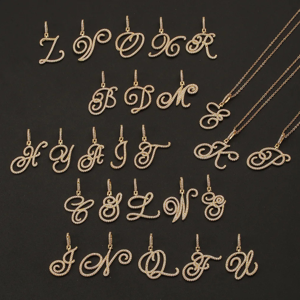 AZ Cursive Initial Letter Name Pendant Necklace For Women Simple Rope Chain Pendant Necklace Fashion Jewelry Gift 251031