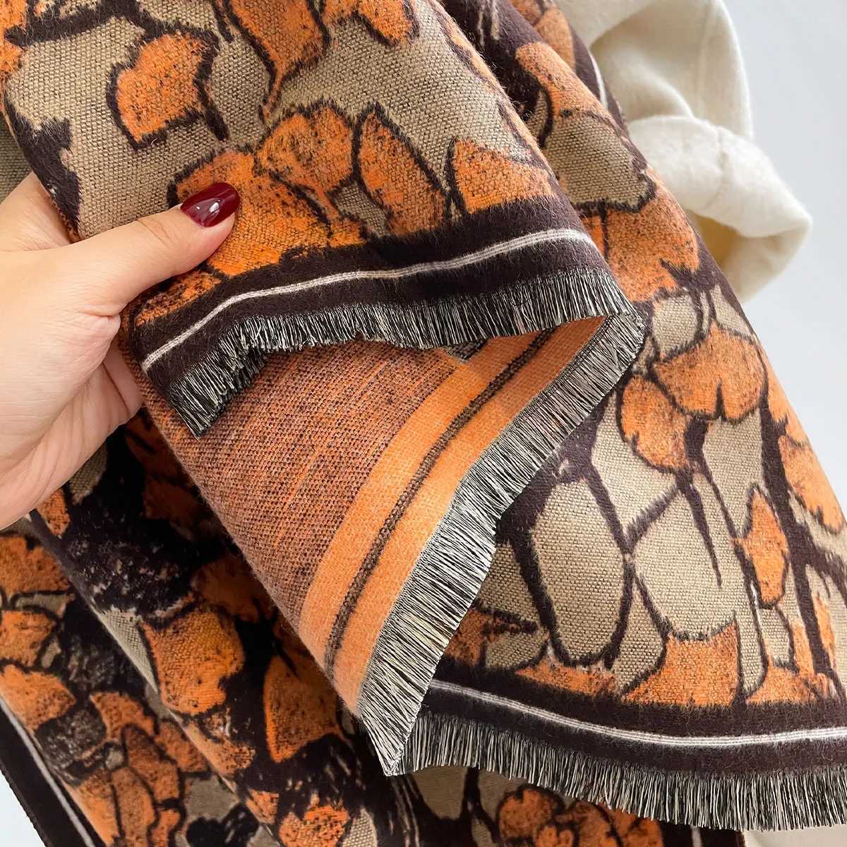 NEW Luxury Winter Cashmere Chinese style Design Scarf Women Warm Blanket Poncho Scarves Female Print Shawl Bufanda C251031