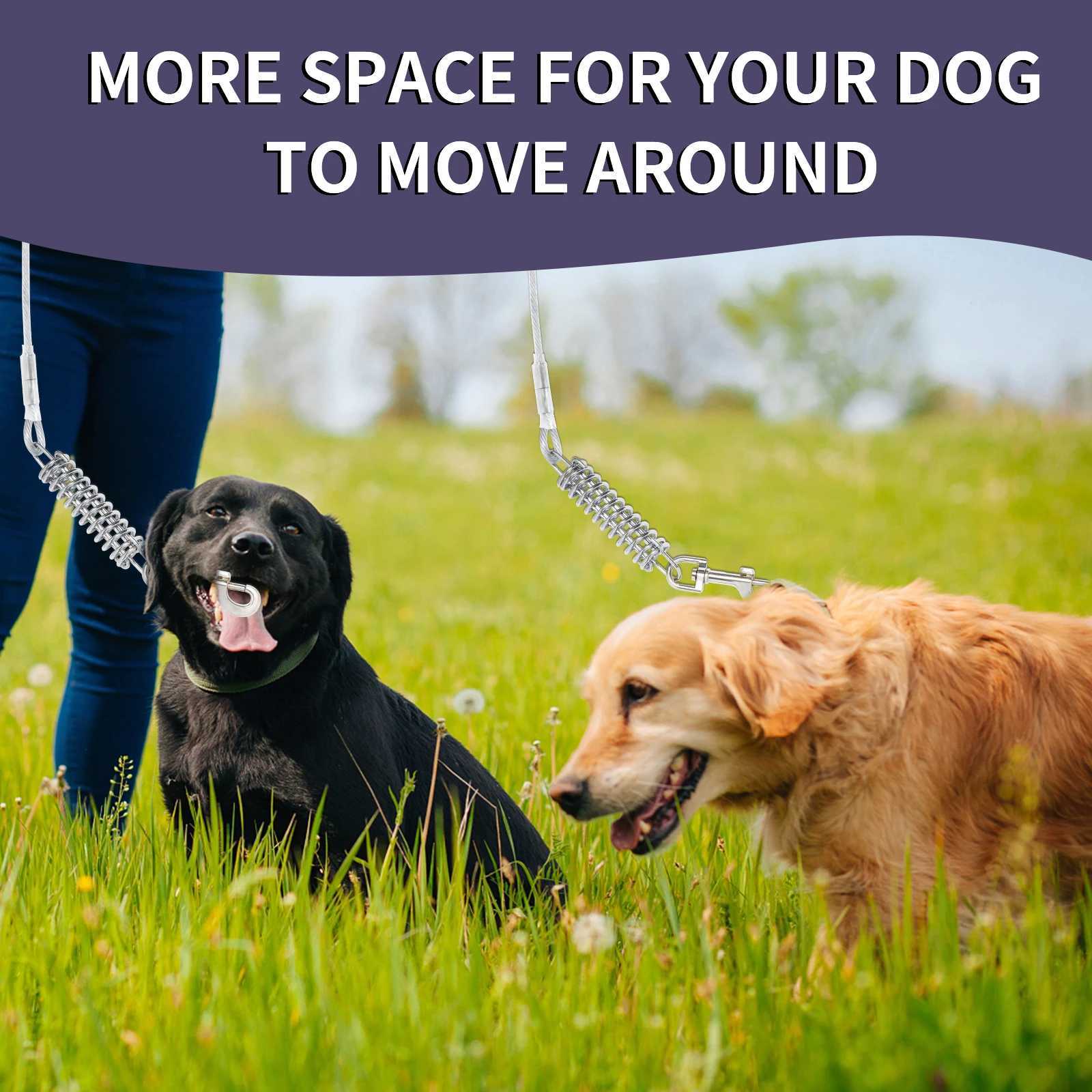 Tie Out Cable Dog Walking Training Glue coating Leashes Double Head Pet Wire Rope with Steel Buckle For Two Dogs Usage C251031