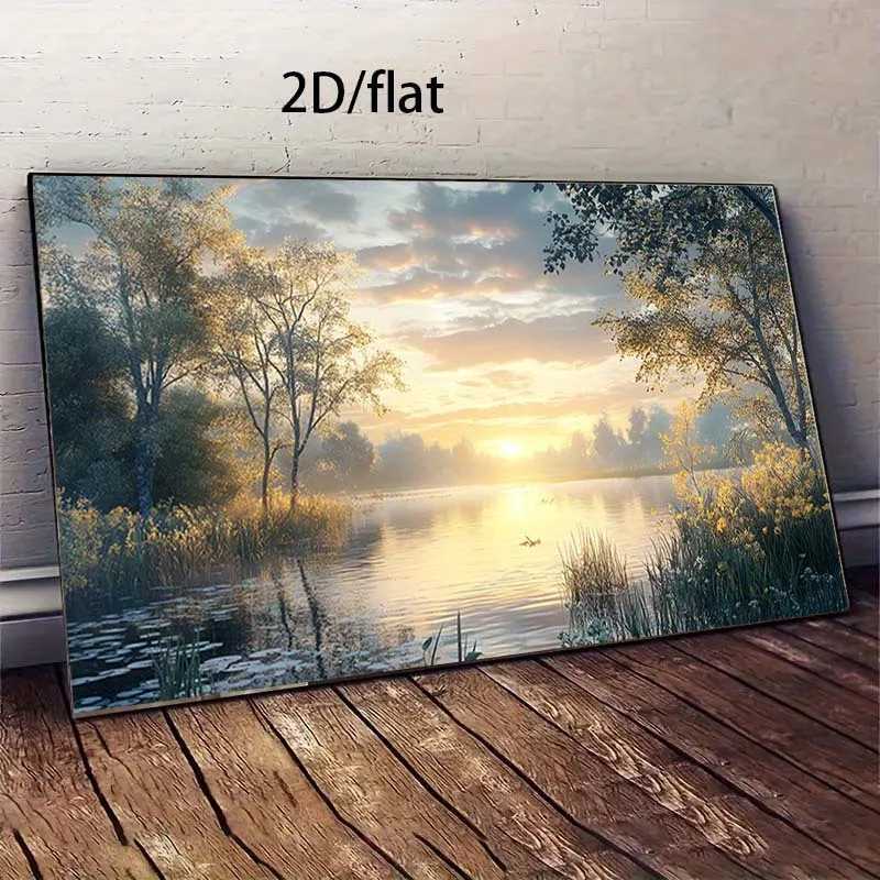 1pc Frameless Serene Lakeside Sunrise Canvas Poster Canvas Painting Modern Nature Art for Bedroom Living Room Decor Bedro C251031