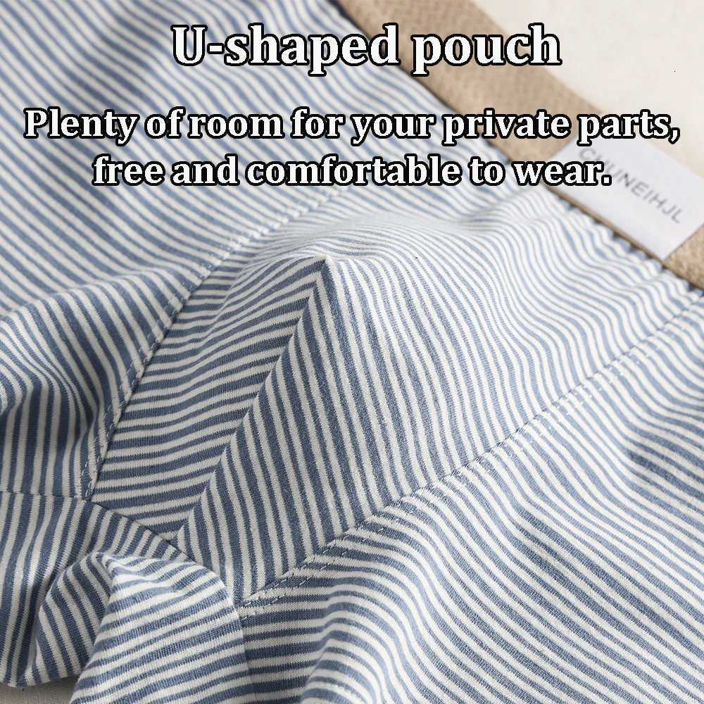 3PCSPack 100 Cotton Breathable Mens Panties Antibacterial Crotch Fashion Knit Striped Boxers High Elastic Waist Man UndrewearT251031