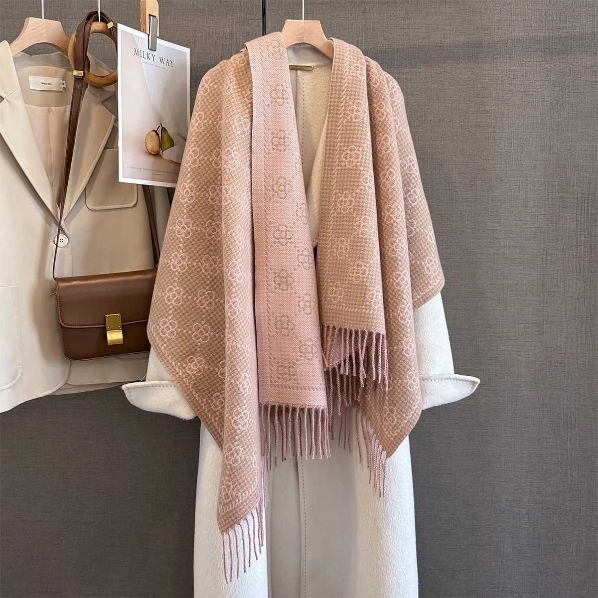 Luxury Duplex Printing Winter Cashmere Scarf Women Warm Long Tassel Scarves Female Print Shawl Thick Foulard Bufanda C251031