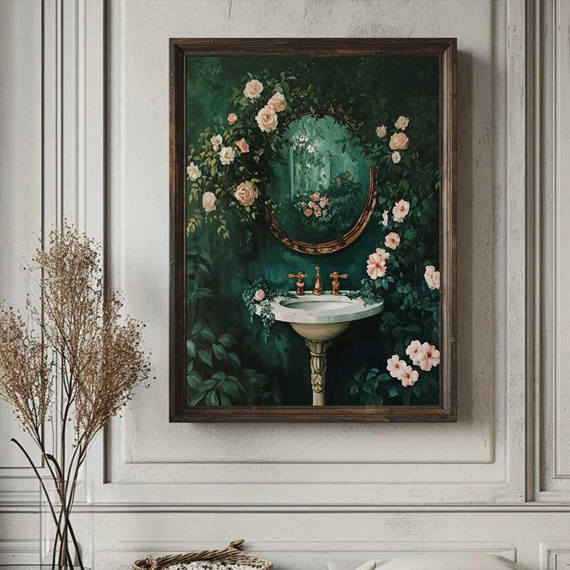 Retro Plant Bathroom Gothic Style Flowers And Plants Cat Duck Toilet Paper Posters Canvas Painting Wall Art Pictures Home Decor C251031