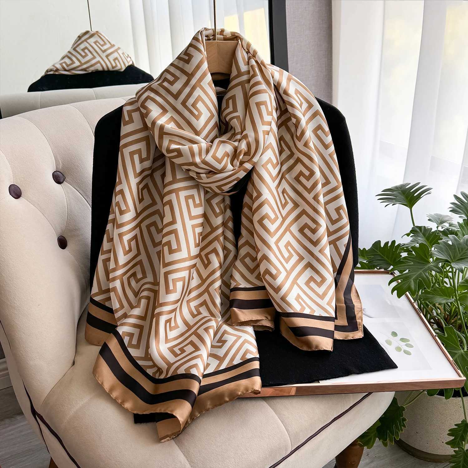 NEW Elegance Scarf Spring Summer Women Beach Sunscreen Fashion Party Shawl China Quality Silk Lady Popular Print Scarves HijabW251030