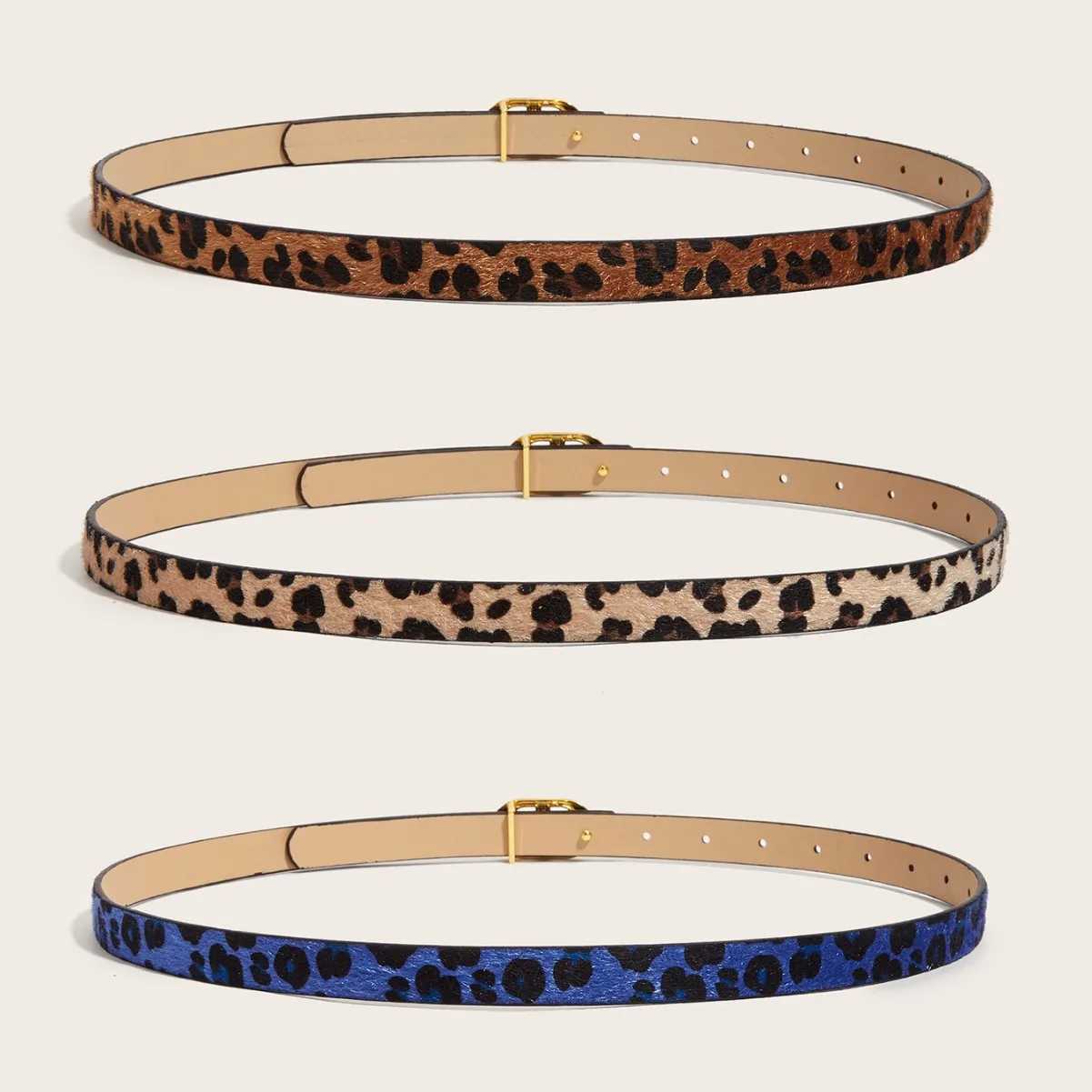 2025 Luxury Designers Leopard Belt For Women Snake Zebra Print Thin Horsehair Waist Belt Golden geometry Buckle Belts FemaleW251030