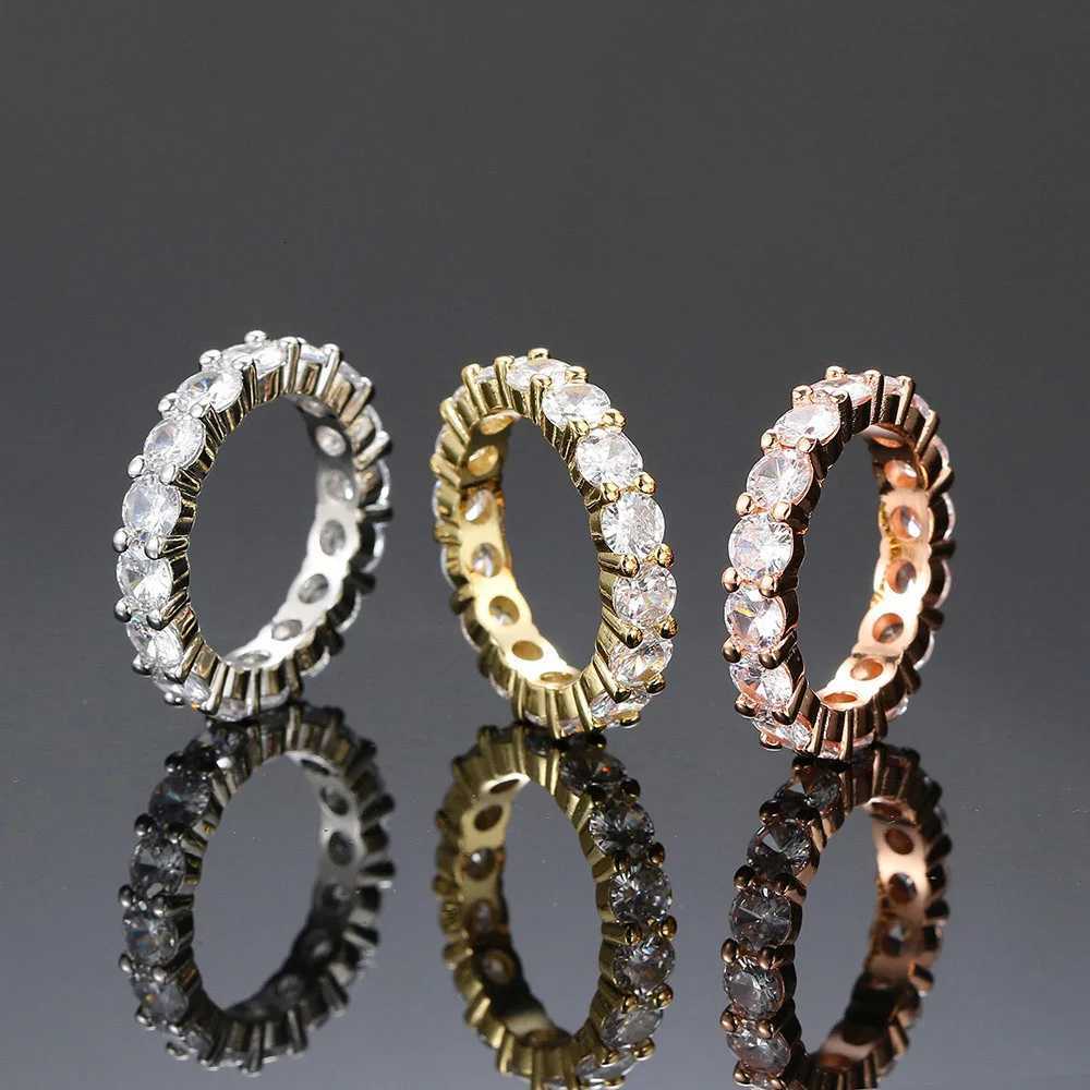 Chic Dazzling Cuban Link Chain Rings for Women Ice Out Micro Pave Zirconia Tennis Ring Fashion Accessories Hiphop Rock JewelryXJ251031