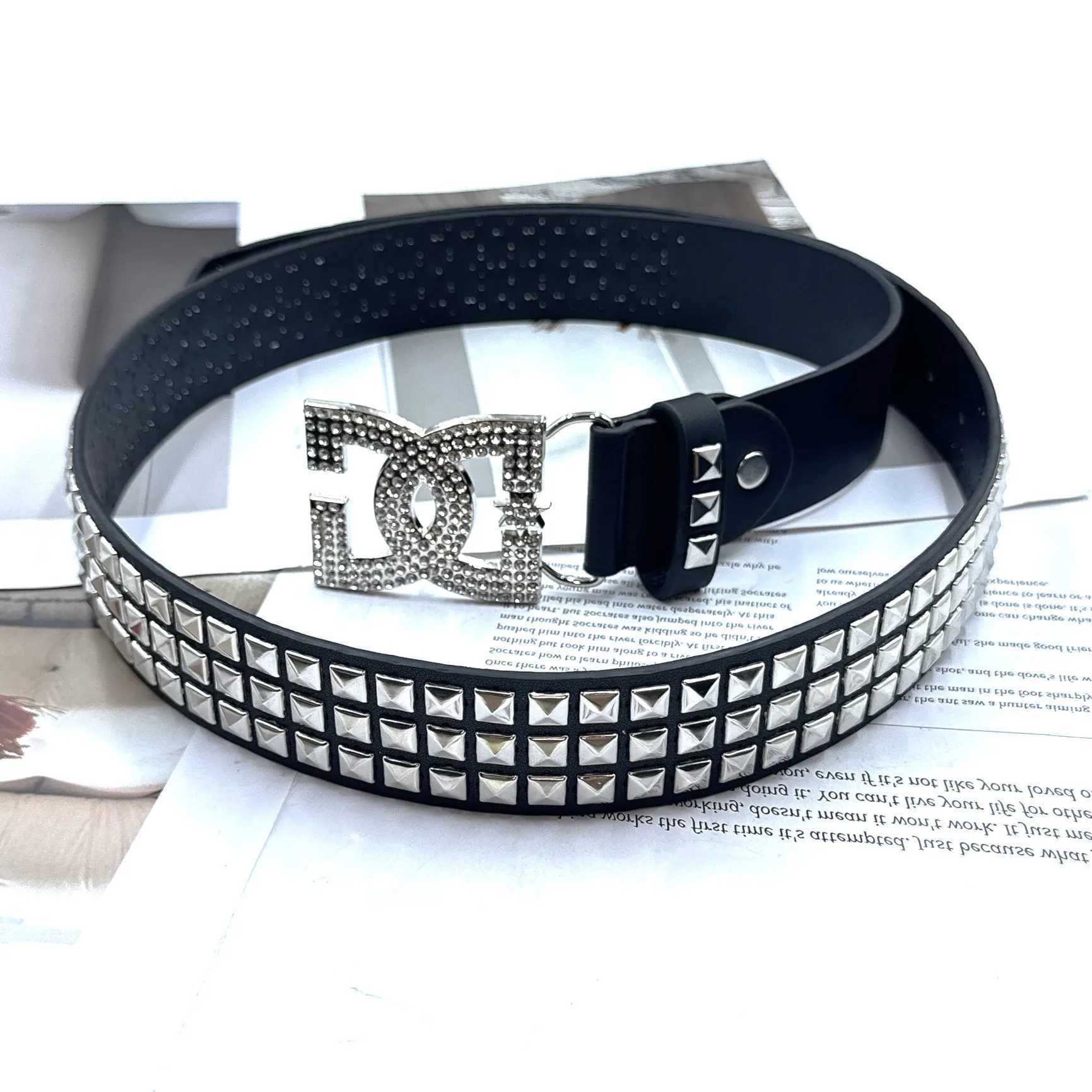 YK2 luxuryhot girl womens rhinestone belt unique punk fashion rivet leather belt versatile embedded decorative beltW251030