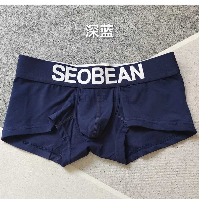 3 PCS SEOBEAN Mens Comfortable Cotton Boxers Breathable Sexy Mens Shorts Solid ColorT251031