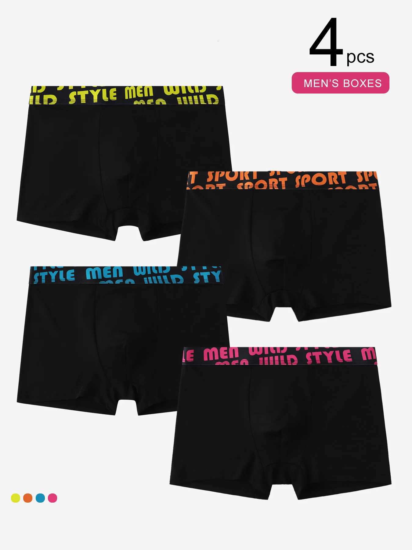 4Pack Mens Boxers Colorful Letter Waistbands Are Super EyeCatching Breathable SkinFriendly Like Second SkinT251031