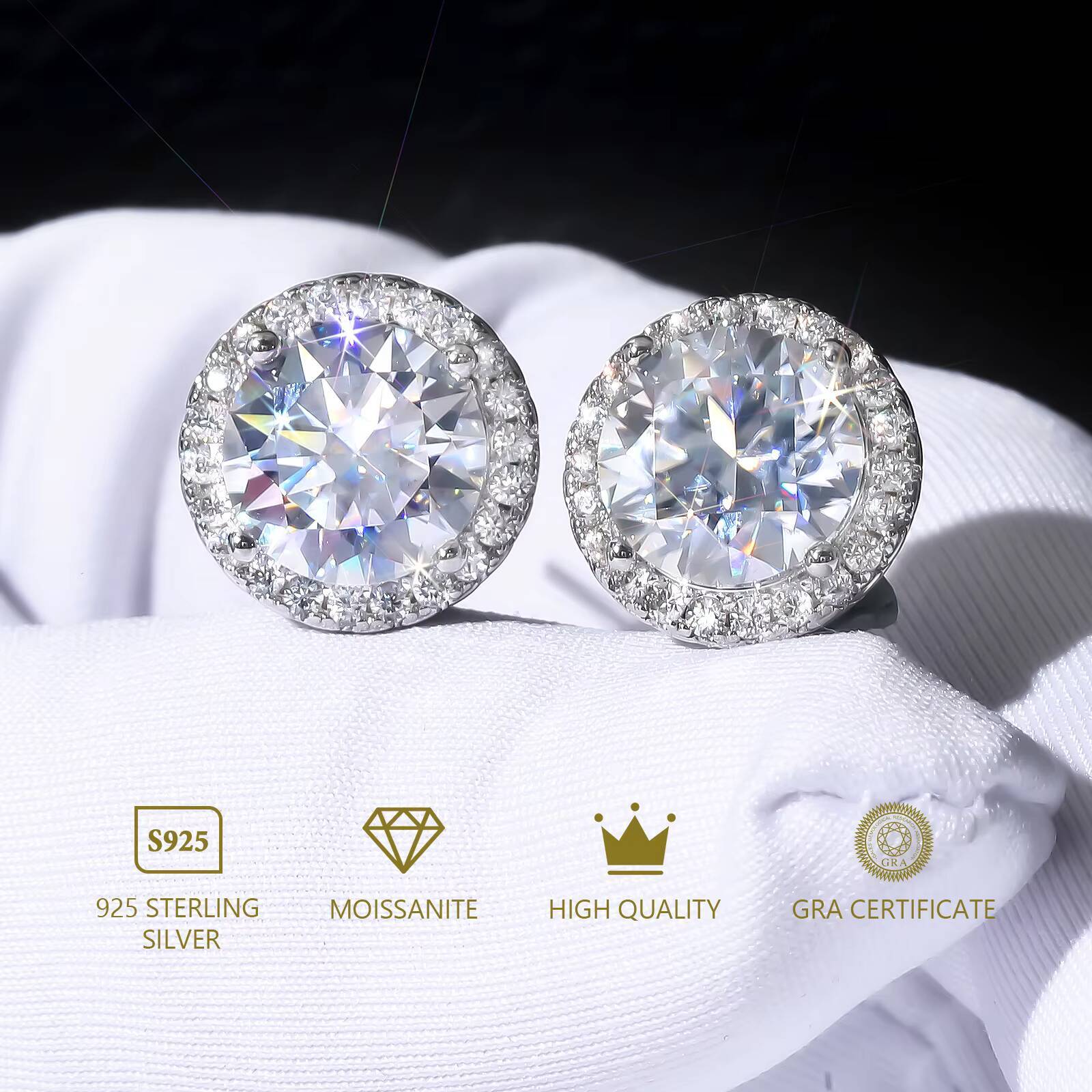 USA VVS Moissanite Earring Pass Diamond Tester 14K Gold Plated 925 Sterling Silver Christmas Gift Women GRA Lab Diamond Stud Men