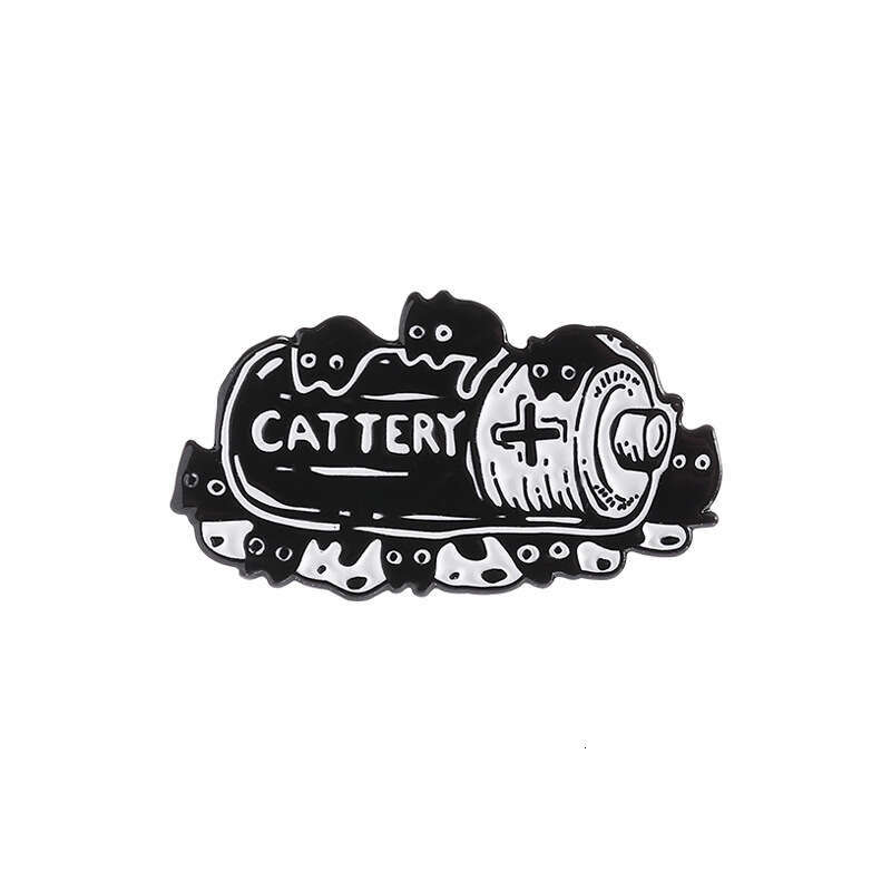 Cross-Border Creative Cartoon Cat Series Accessories Badge Personality Versatile Black and White Animal Alloy Brooch