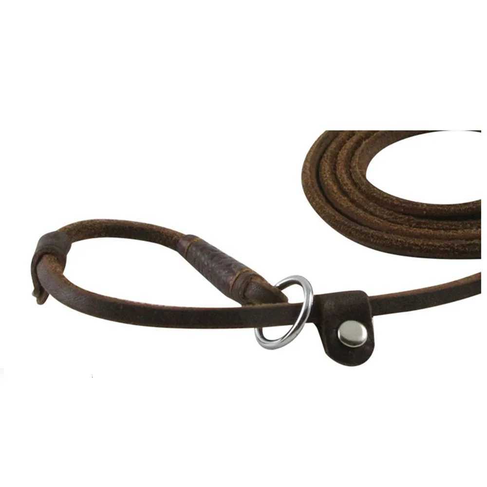 Genuine Leather Slip Dog Leash for Small Medium Dogs Puppy Pet Lightweight Soft Thin Sturdy Adjustable Slip Lead Dog Leash Brown C251031