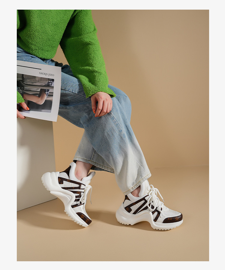 Free shipping designer thick soled height increasing casual shoes for women comfortable trendy versatile multiple colors 35-40