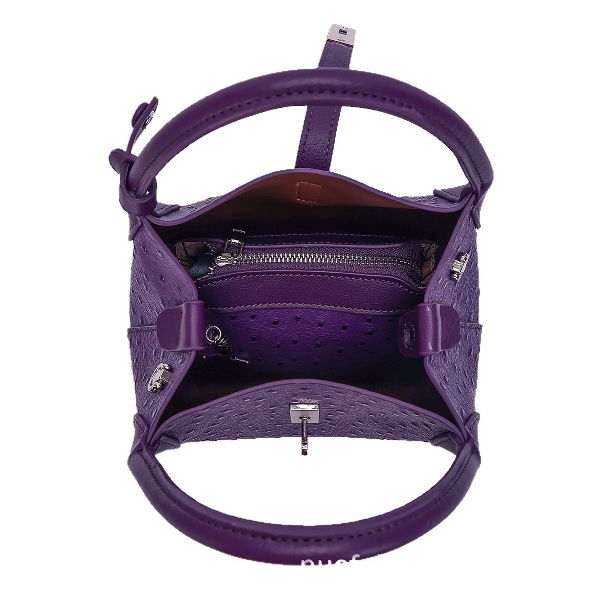 Dreamy Purple Ostrich Pattern Bucket Bag For Women Fashionable Versatile Handheld Basket Bag Large Capacity Luxury Bag Designer Bag Single Shoulder Cr