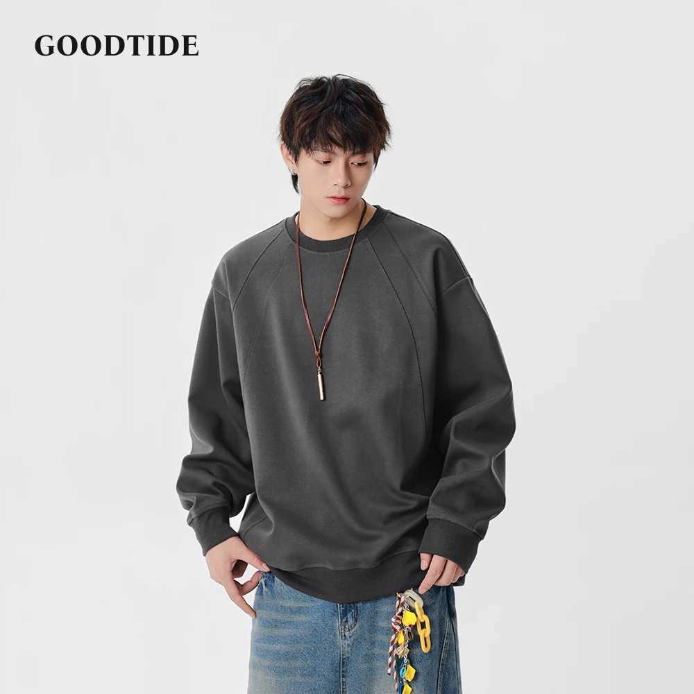 Fashion Mens Casual Crew Neck Sweatshirt 2025 Winter New Raglan Sleeve Design Comfortable Soft Long Sleeve Pullover Top J251031