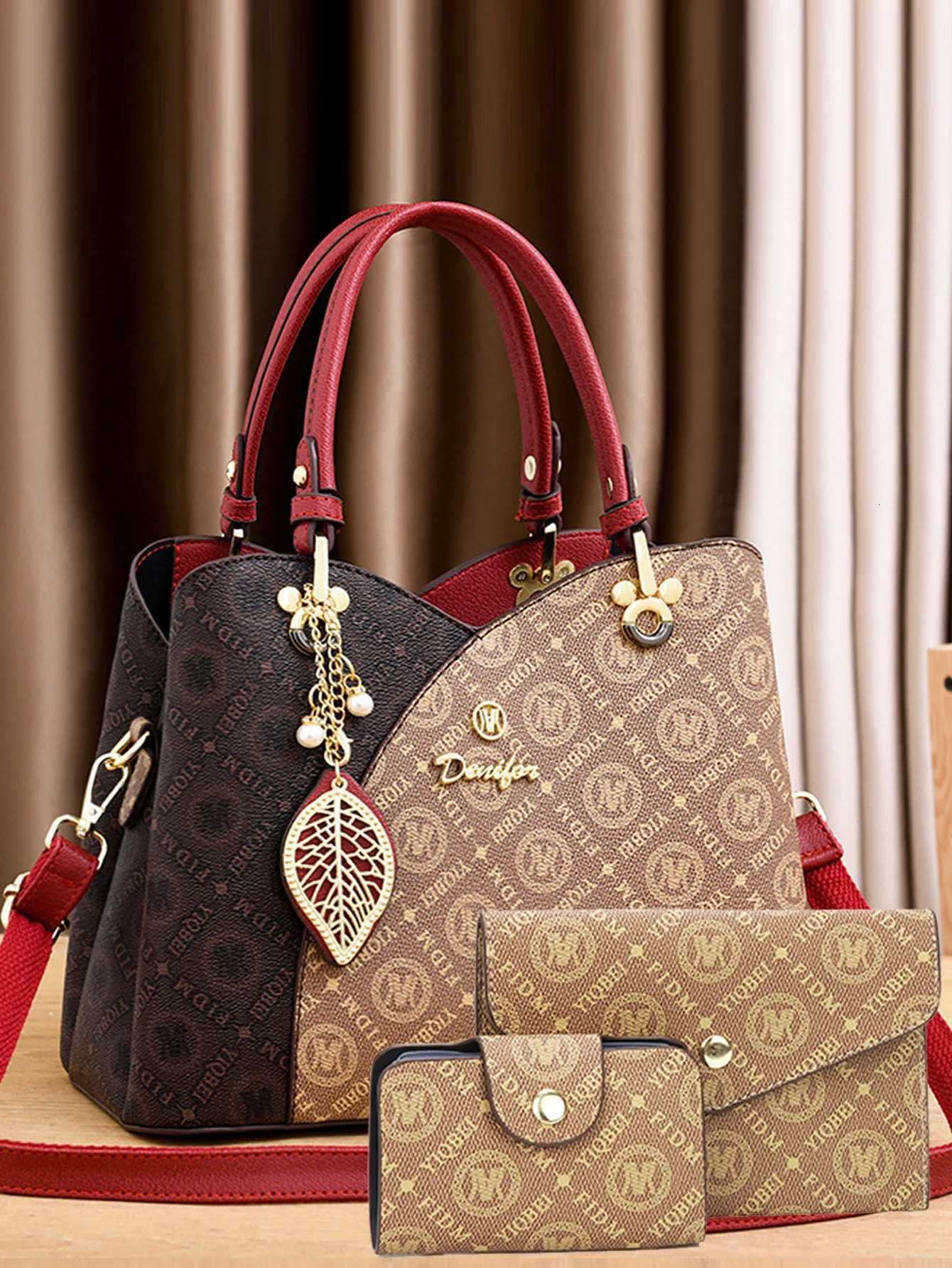 3pcs Set WomenS Tote Bag Classic Large Capacity Elegant Casual Handbag HighQuality Faux Leather Ivory White Magnetic Clos W251031