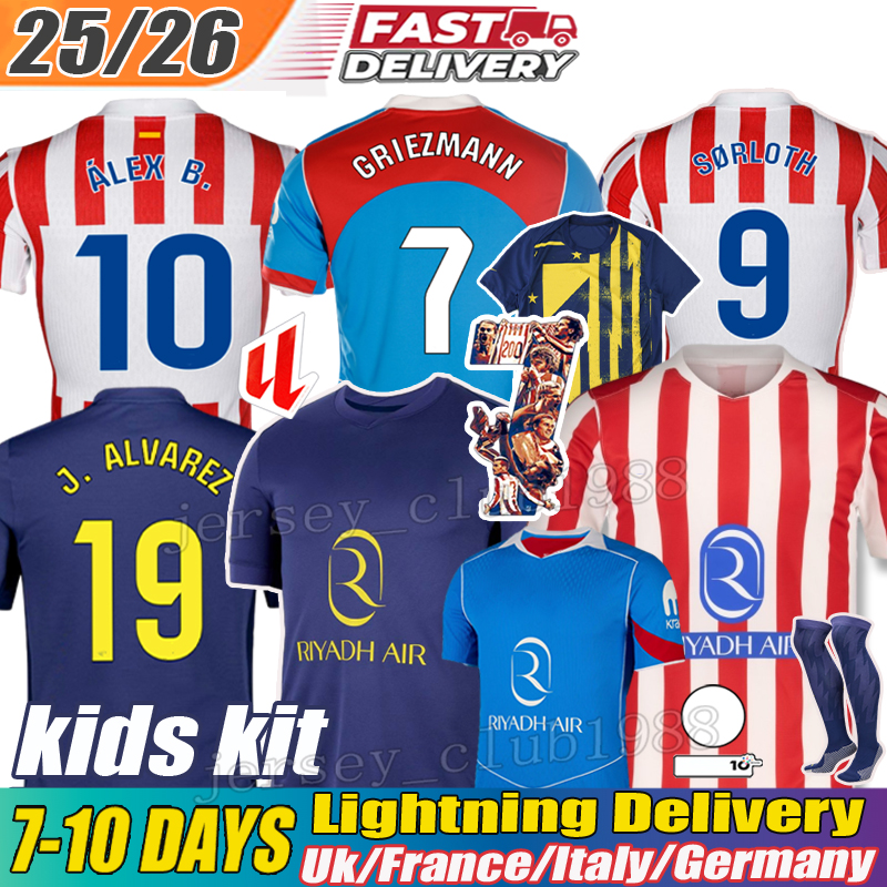25 26 Atletico GRIEZMANN football kits J. ALVAREZ Soccer Jerseys Baena Almada J.M. GIMENEZ M.LLORENTE KOKE SAUL Correa MEMPHIS David Hancko football shirt kids kits