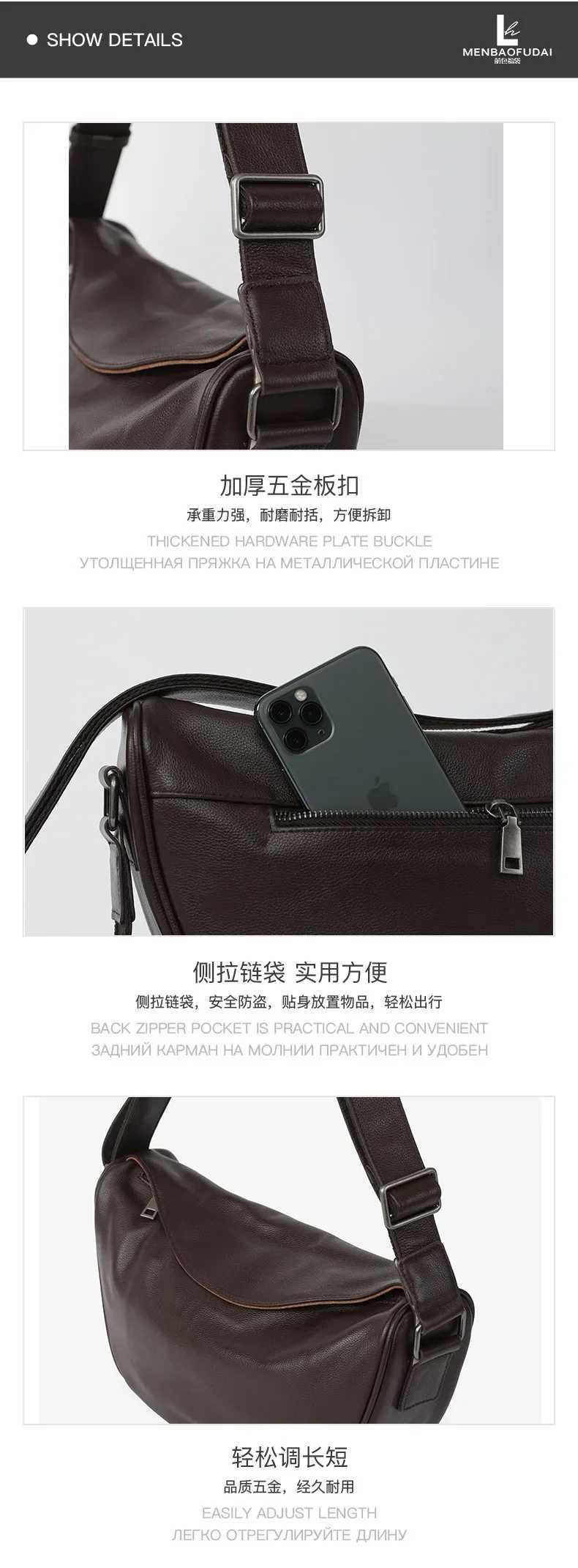 High Quality Genuine Leather Crossbody Luxury Handbag for Women Large Capacity Shoulder Bag Cowhide Retro Fashion Saddle Bag W251031