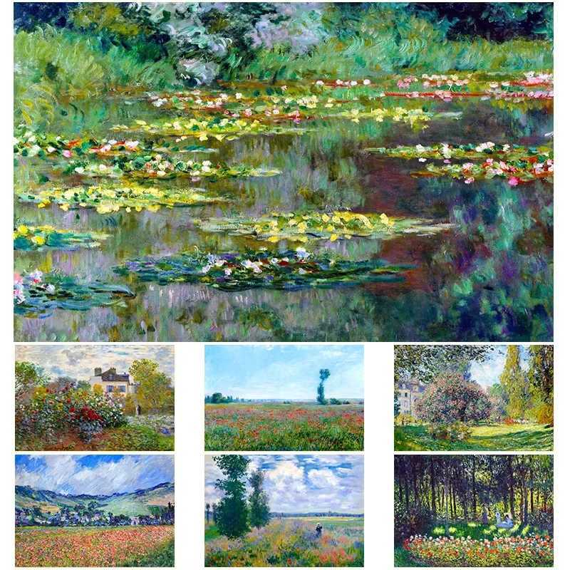 MINISO Oil Painting By Numbers Kits Claude Monet Garden Nature Landscape Drawing Canvas DIY Pictures By Numbers Home Decor C251031
