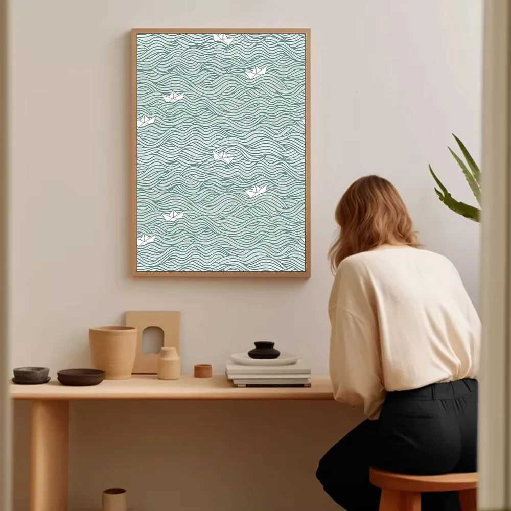 Ocean Wave Canvas Wall Art Blue Sea Landscape Painting Modern Abstract Home Decor Picture Prints C251031