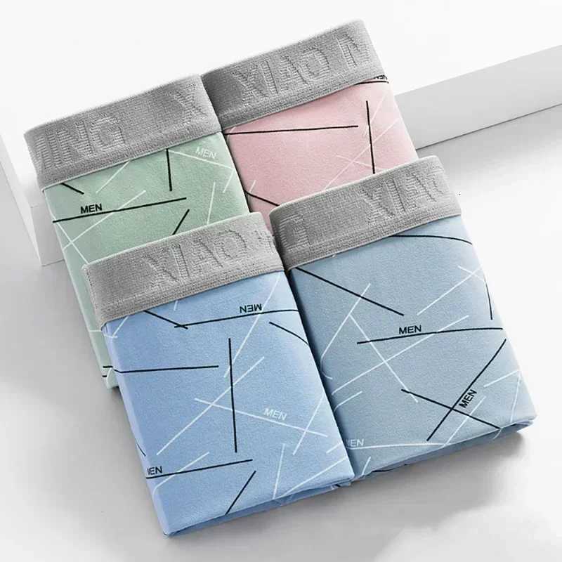 2024 Thin Breathable Cotton Crotch Line Middle Waist Milk Silk Boxers Letter Underwear Men Panties Shorts T251031