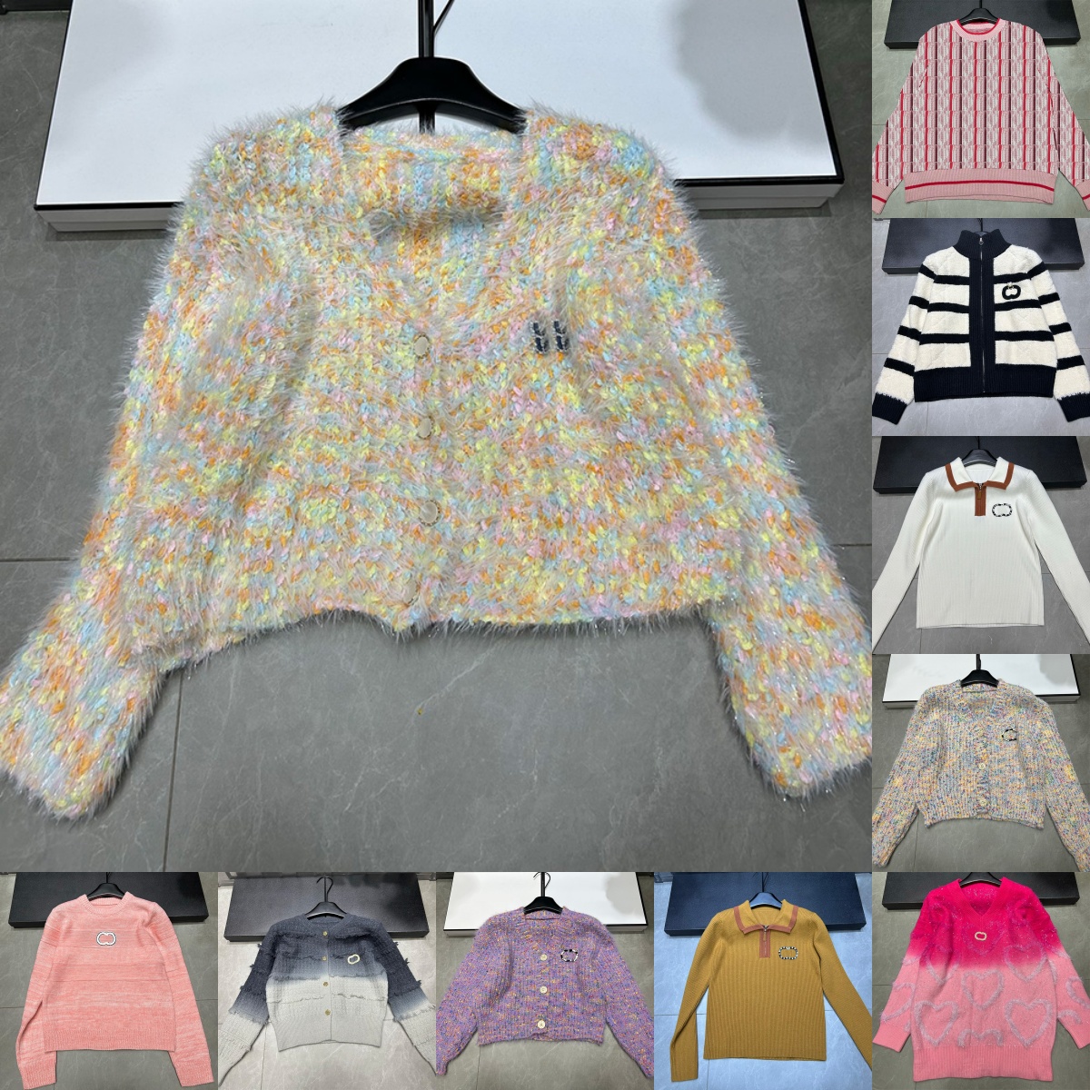 Luxury Women Elegant Knitted Jacket Embroidery Warm Thicken Chic Classic Long Sleeve Cardigan Autumn Spring Club Night Dinner Christmas Sweaters