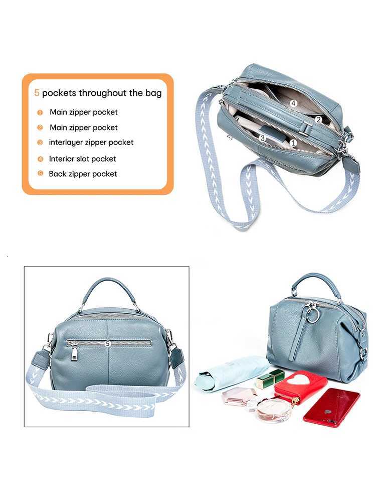 Zency Elegant Genuine Leather Handbag Women Shoulder Bag Large Capacity Simple Medium Tote Bag Crossbody Bag With Two Straps W251031