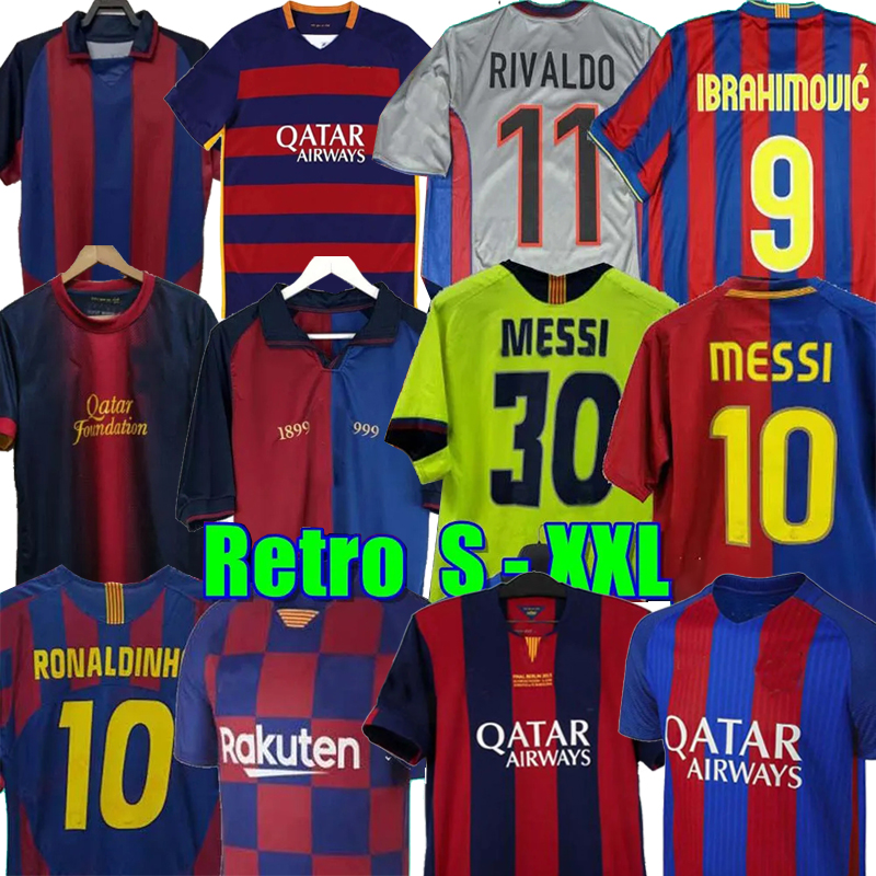 FCB Barcelona Retro soccer jersey vintage classic finals 96 97 98 99 08 09 10 11 12 15 18 19 RONALDINHO RIVALDO Iniesta football shirts Ibrahimovic Kluivert XAVI MESSI