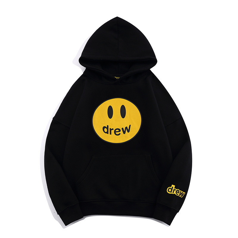 Drew Smiley Face Letter for Women, Ins Internet Celebrity Bieber Same Style, Men's Trendy High Street Fashion Brand, Couple's Hoodie