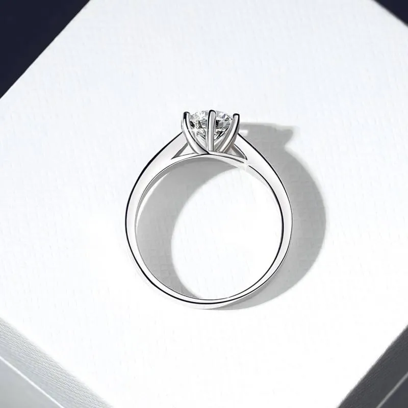 MT GRA D VVS1 1CT Moissanite Engagement Rings for Women 925 Sterling Silver Promise Rings Fine Fashion Jewelry Wholesale Classic Six-Prong Setting