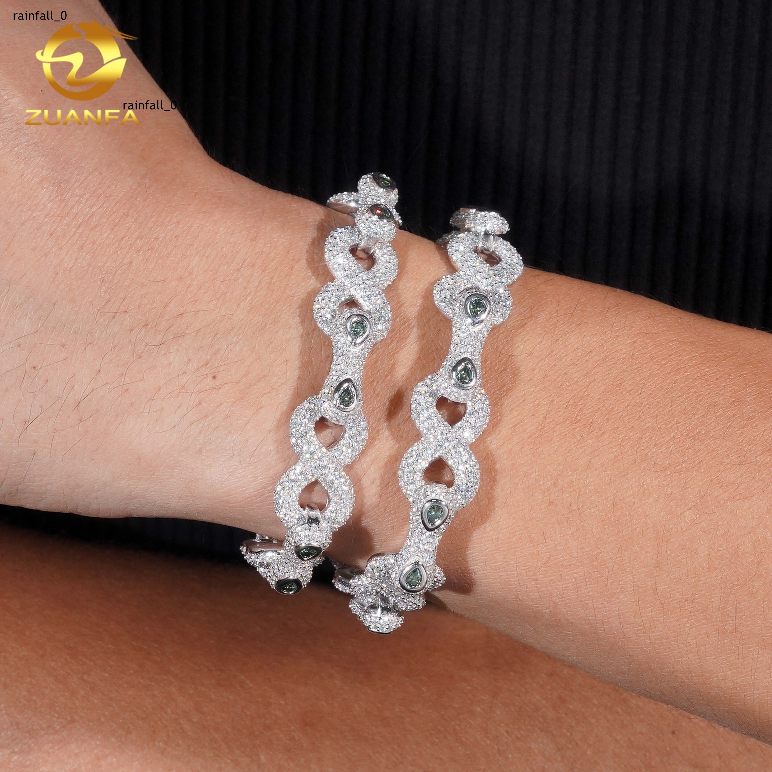 Hip Hop Jewelry13mm Color Moissanite Cuban Link Bracelet Bezel Setting 925 Silver Pass Tester Cuban Bracelet for Rapper