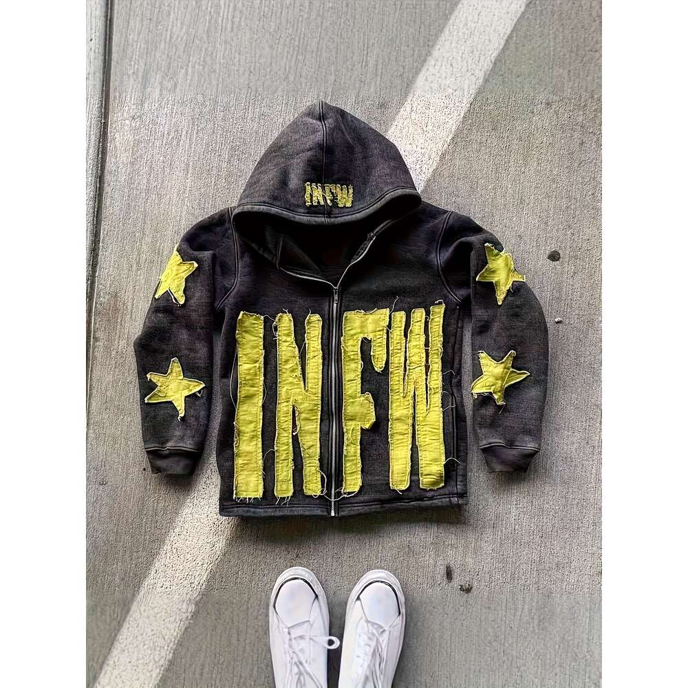 Y2k Retro Hip Hop Zip Hoodie Distressed Joyful Face Graphic, Full-Zip Closure, Loose Streetwear Jacket, A-Line Silhouette & Split Hem Vibrant Orange B